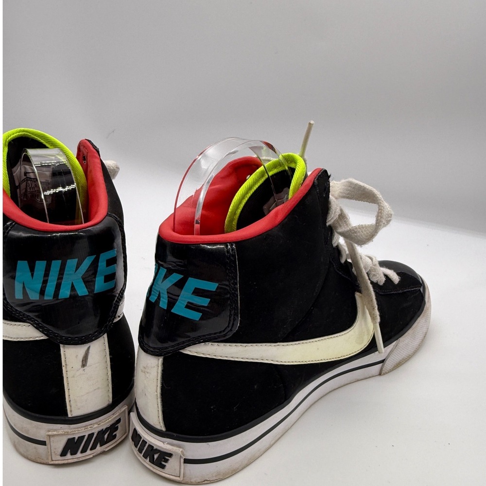 Nike Sweet Classic High Kids 5Y Black Neon Patent Leather Sneakers Athletic Shoe - Picture 4 of 9